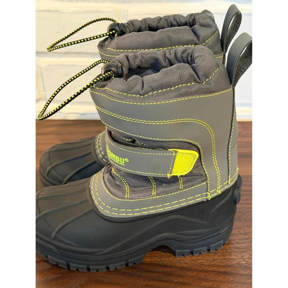 Khombu‎ Brie Kids Snow Boots Grey Neon Yellow Waterproof Insulated Size 11M Warm